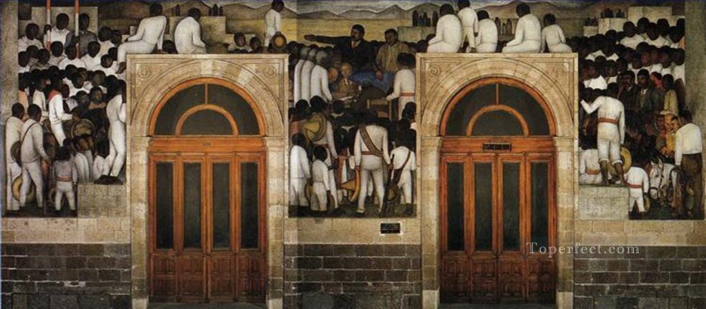 the festival of the distribution of the land 1924 Diego Rivera Oil Paintings